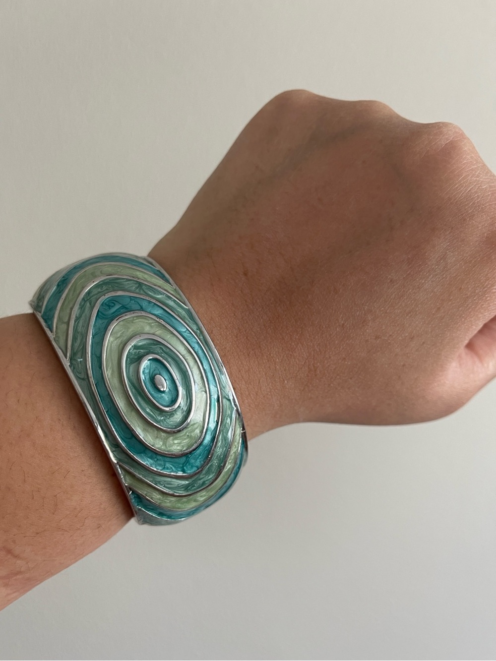 Blue-Green Swirl Cuff Bracelet - Unbranded